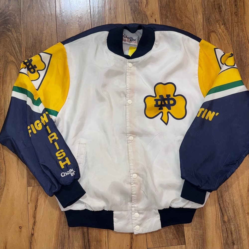 Vintage Chalk Line Notre Dame Fighting Irish Satin Varsity Jacket Men Large USA